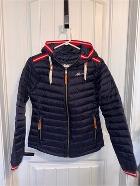 Rehall Navy Quilted Puffer Jacket with Contrast Trim Sz S